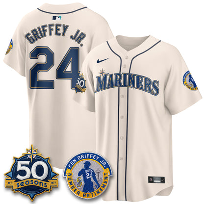 SEA Ken Griffey Jr. Patch Vapor Premier Limited Jersey - All Stitched