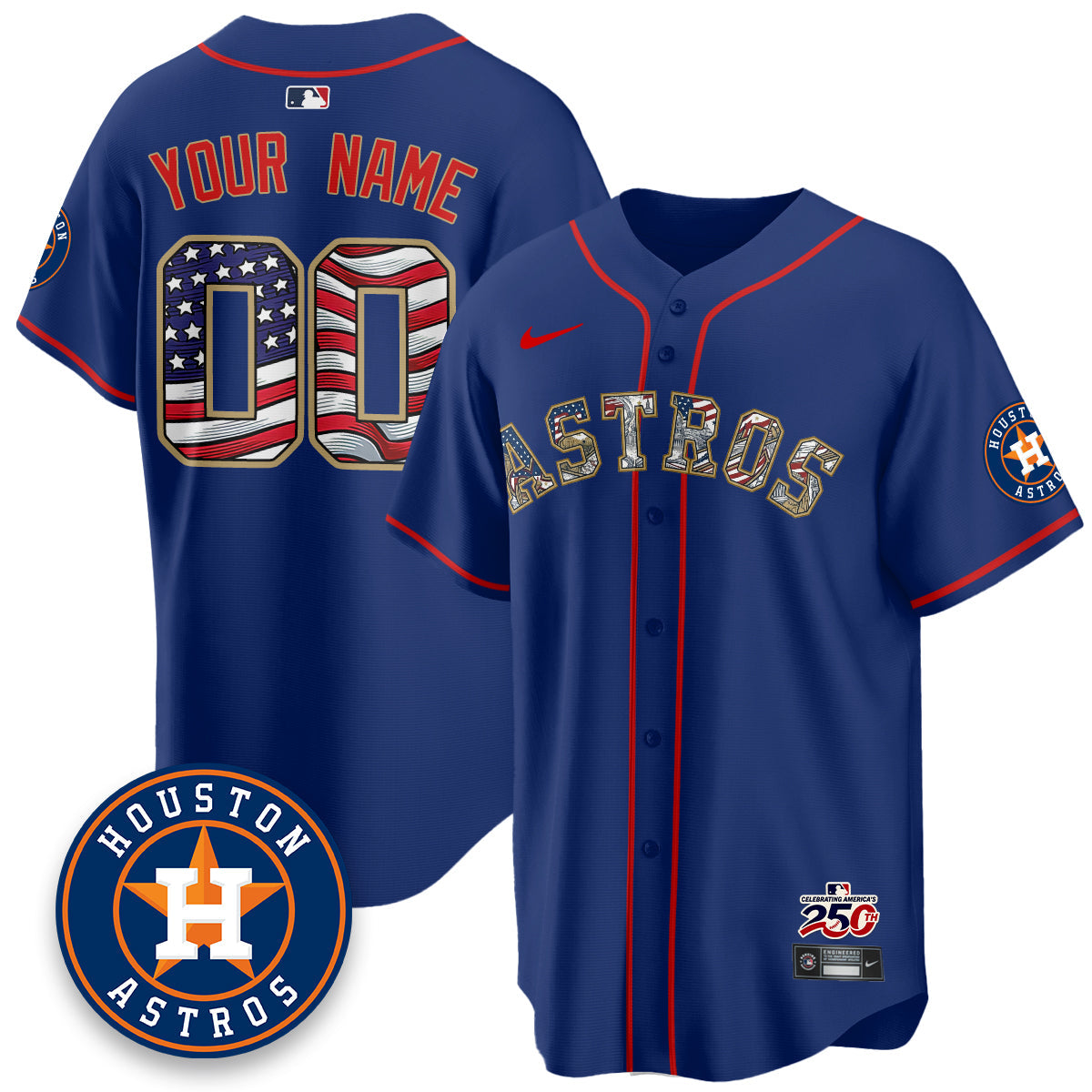 HOU 2026 Independence Day USA Vapor Limited Custom Jersey - Stitched-NQD