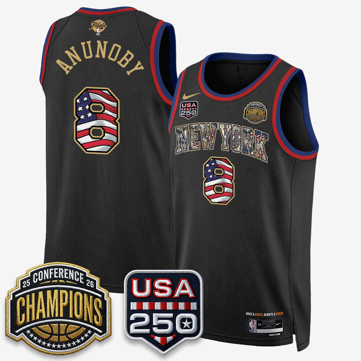 NYK 2026 NBA Eastern Conference Champions x Fourth of July Vapor Jersey - Stitched-NQD
