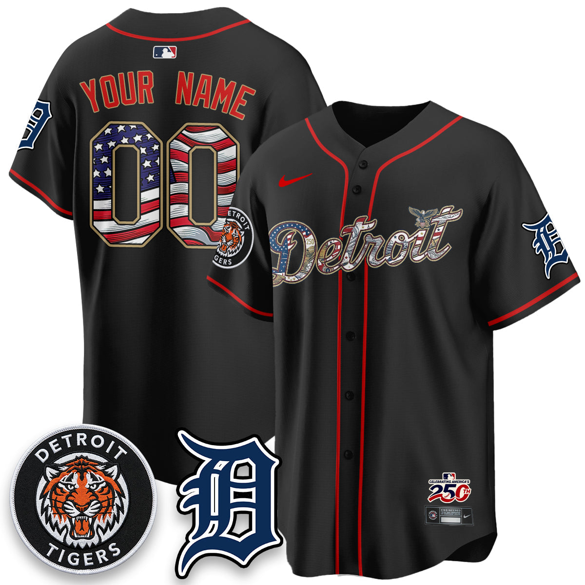 DET 2026 Independence Day USA Vapor Limited Custom Jersey - Stitched-NQD