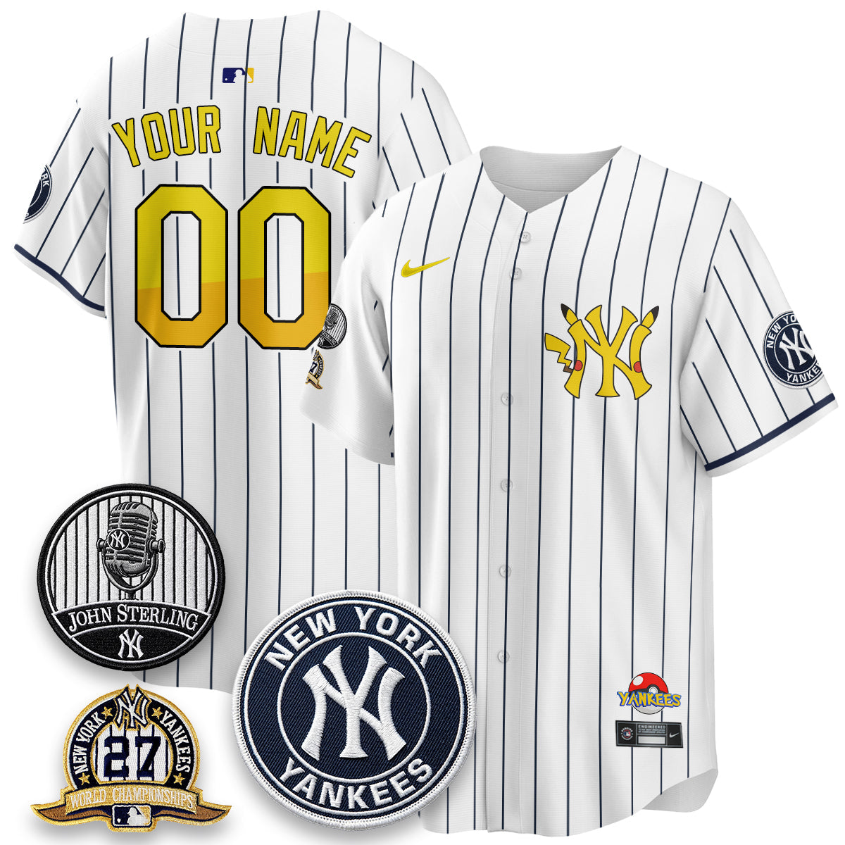 NYY x PKM Cartoon Limited Custom Jersey -  Stitched-NQD