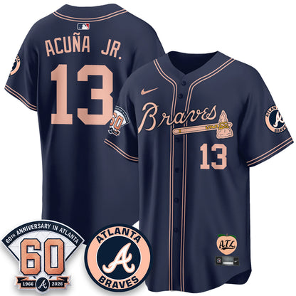 ATL 60th Anniversary Peach Edition Vapor Premier Limited Jersey - All Stitched-DMQ