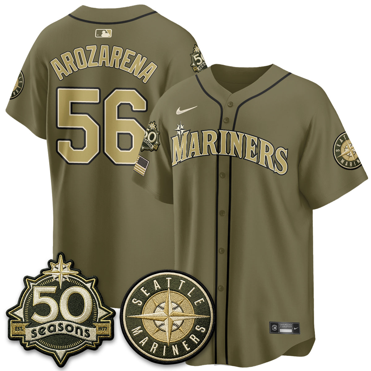 SEA New Era Olive 2026 Armed Forces Day Jersey - All Stitched