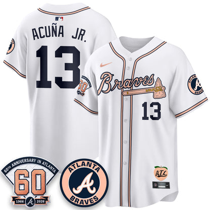 ATL 60th Anniversary Peach Edition Vapor Premier Limited Jersey - All Stitched-DMQ