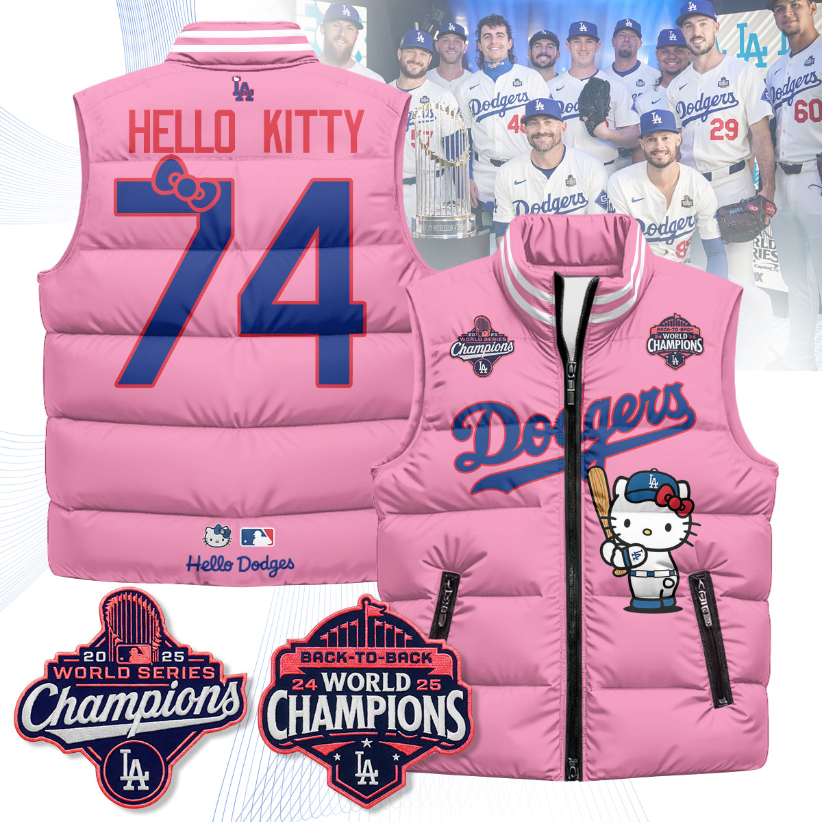 Los Angeles Dodgers Meow KT Edition Unisex Puffer Vest - Printed-NQD