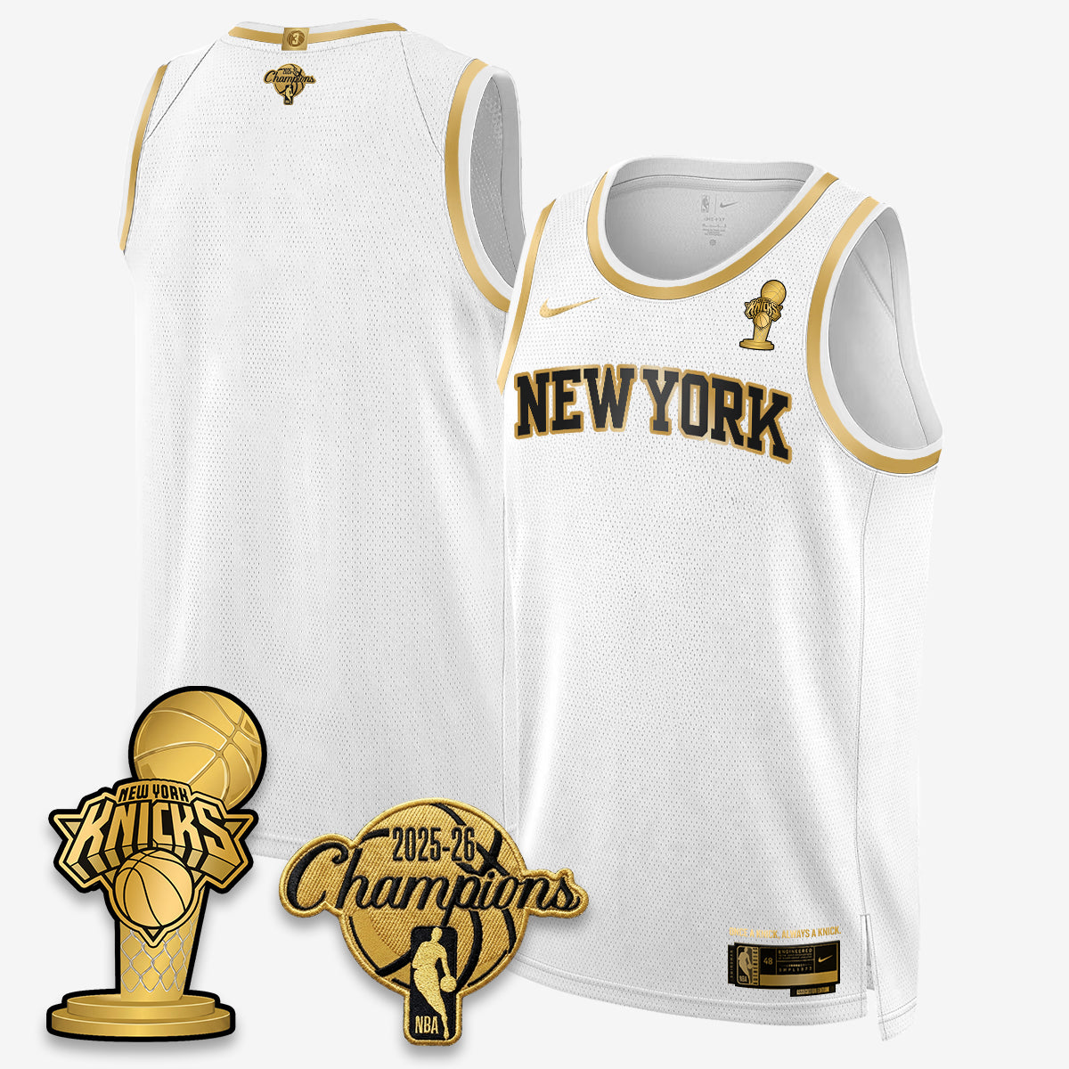 New York Knicks 2026 NBA Champions Gold Edition Vapor Jersey - Stitched