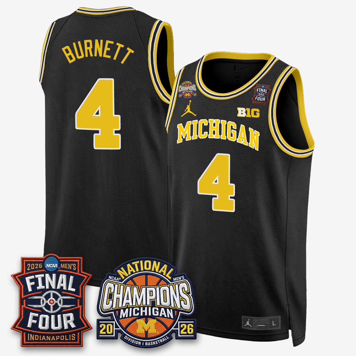 MICH Basketball National Champions Big Text Limited Vapor Jersey - Stitched-NQD