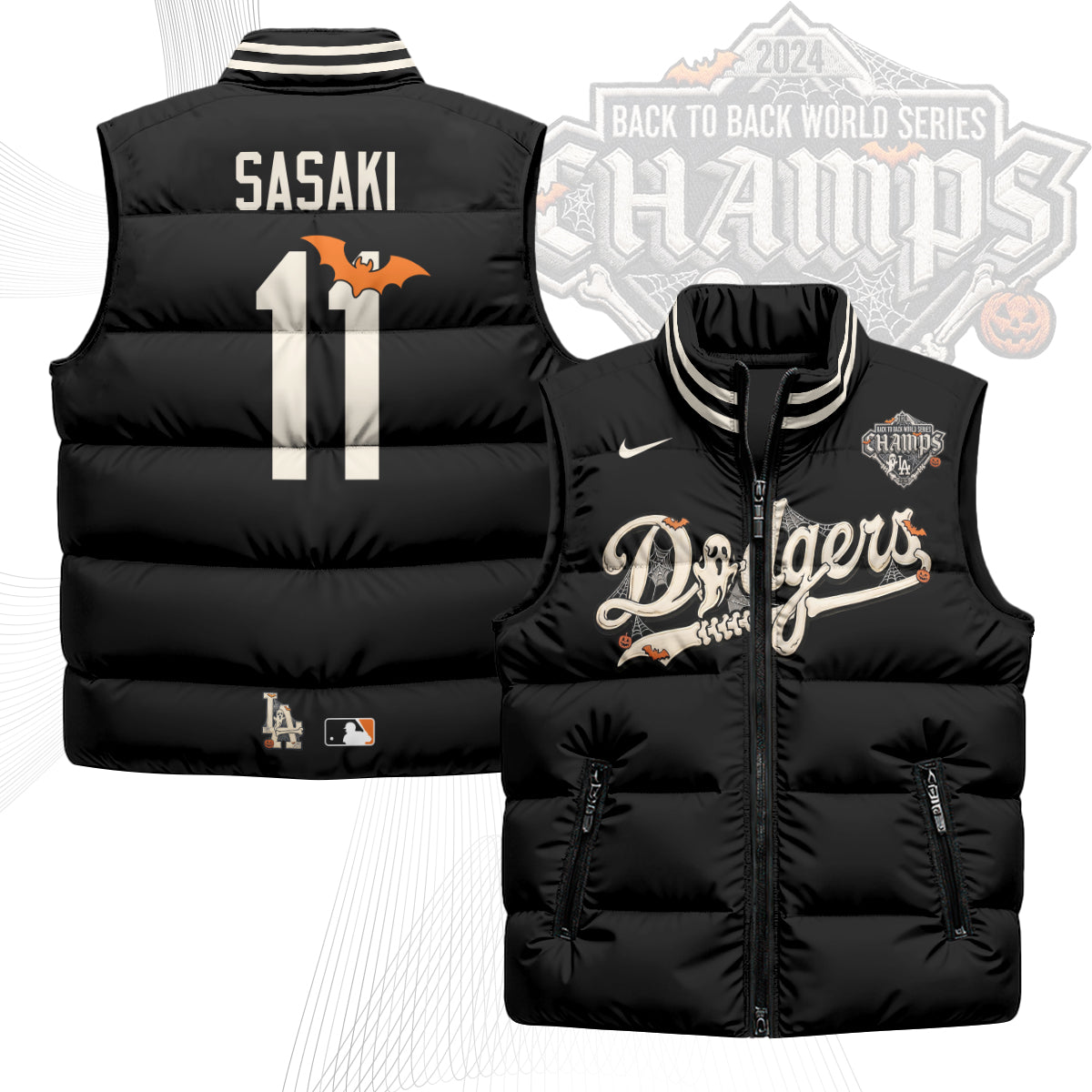 Los Angeles Dodgers Halloween 2026 Unisex Puffer Vest - Printed-NQD