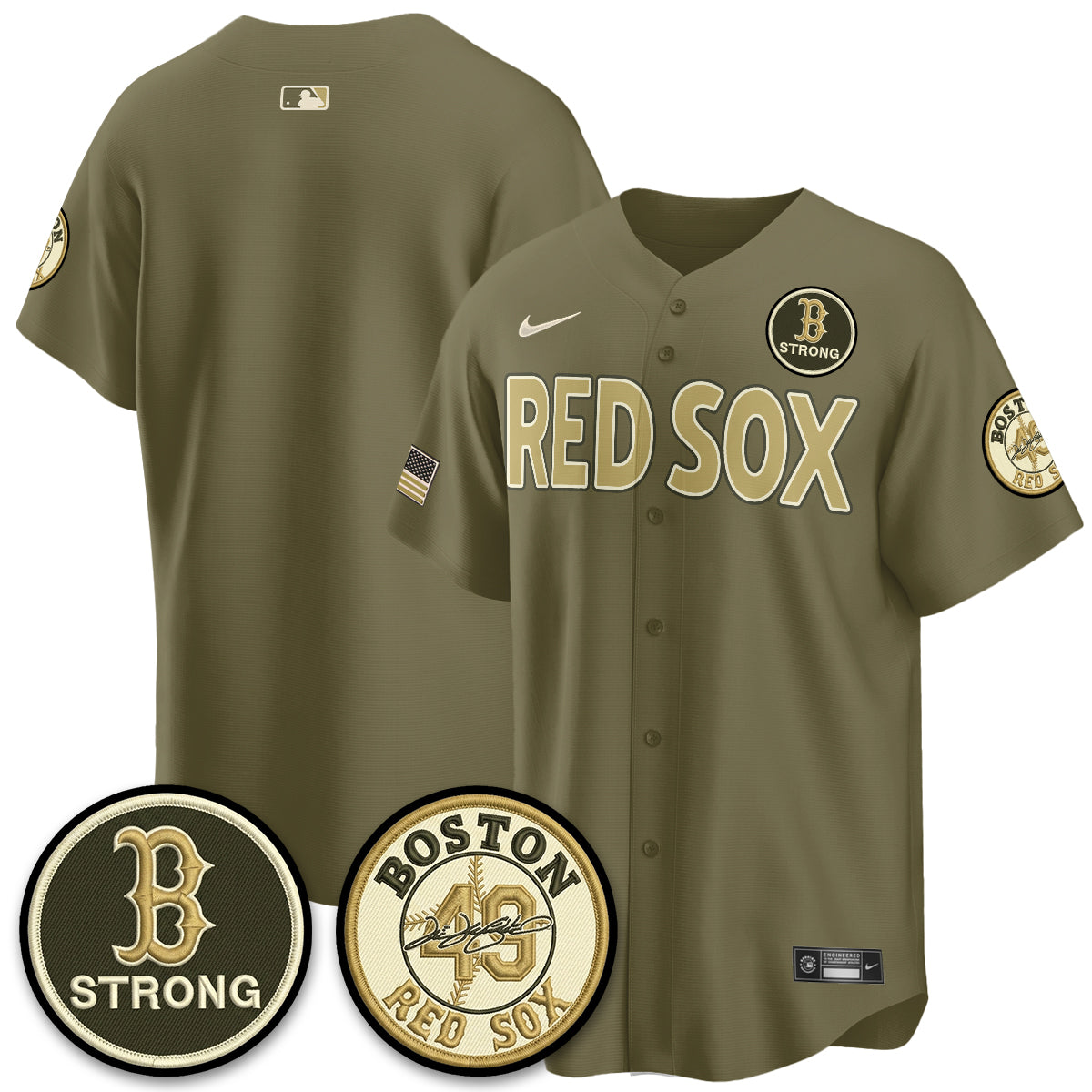 BOS New Era Olive 2026 Armed Forces Day Jersey - Stitched-NQD
