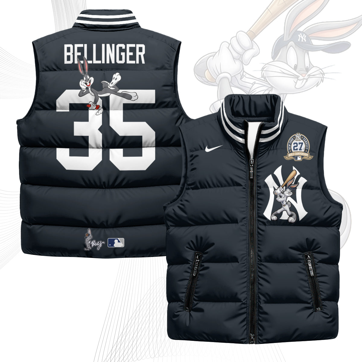 New York Yankees Edition Unisex Puffer Vest - Printed-NQD