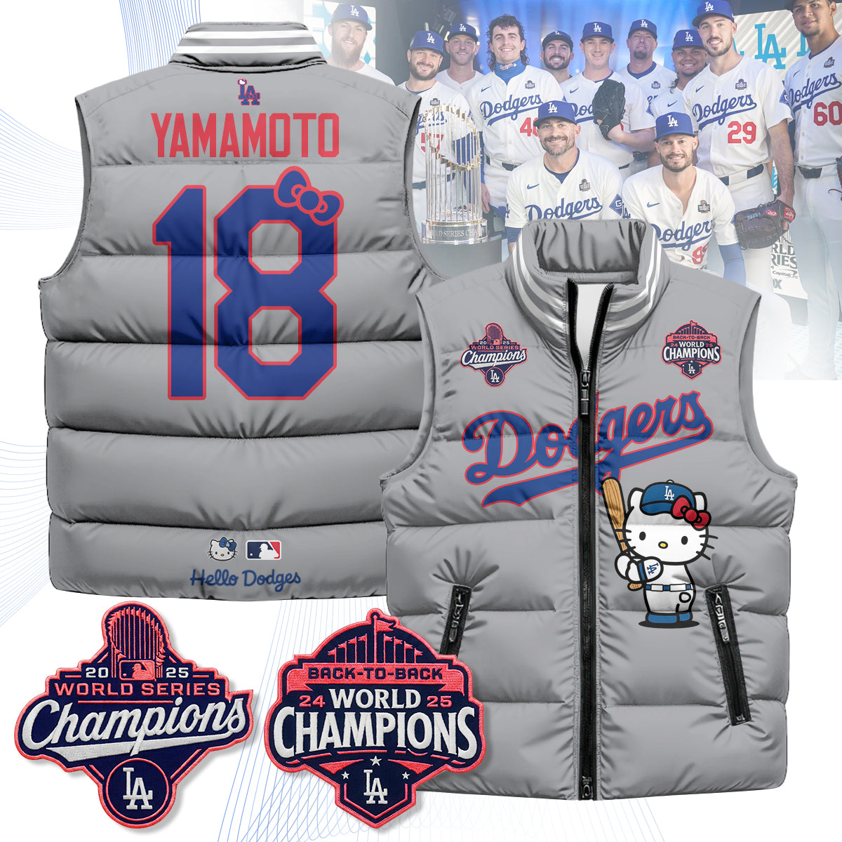 Los Angeles Dodgers Meow KT Edition Unisex Puffer Vest - Printed-NQD