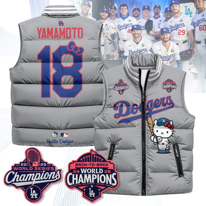 Los Angeles Dodgers Meow KT Edition Unisex Puffer Vest - Printed-NQD