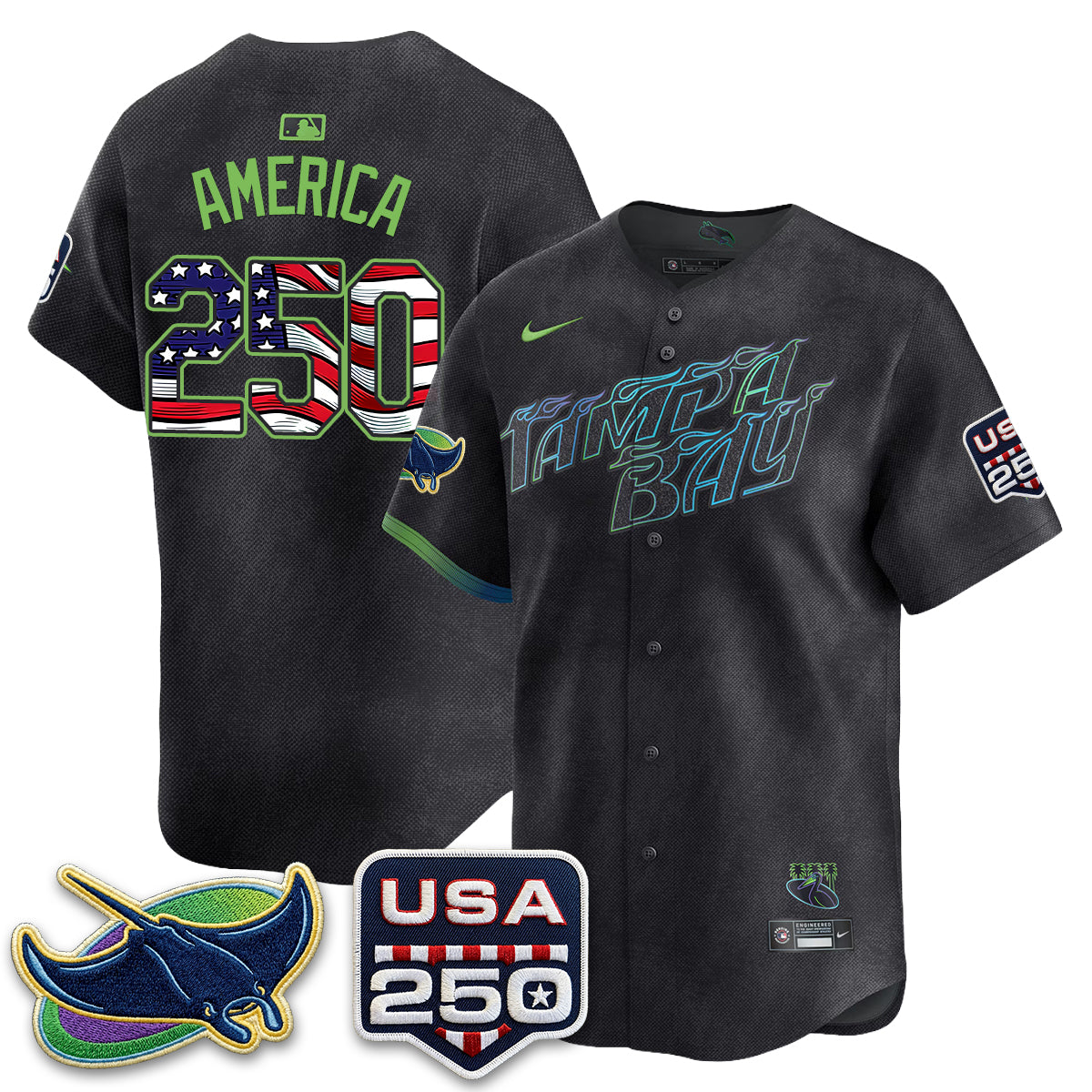 Tampa Bay Rays Independence Day USA 2026 City Connect Vapor Jersey - Stitched