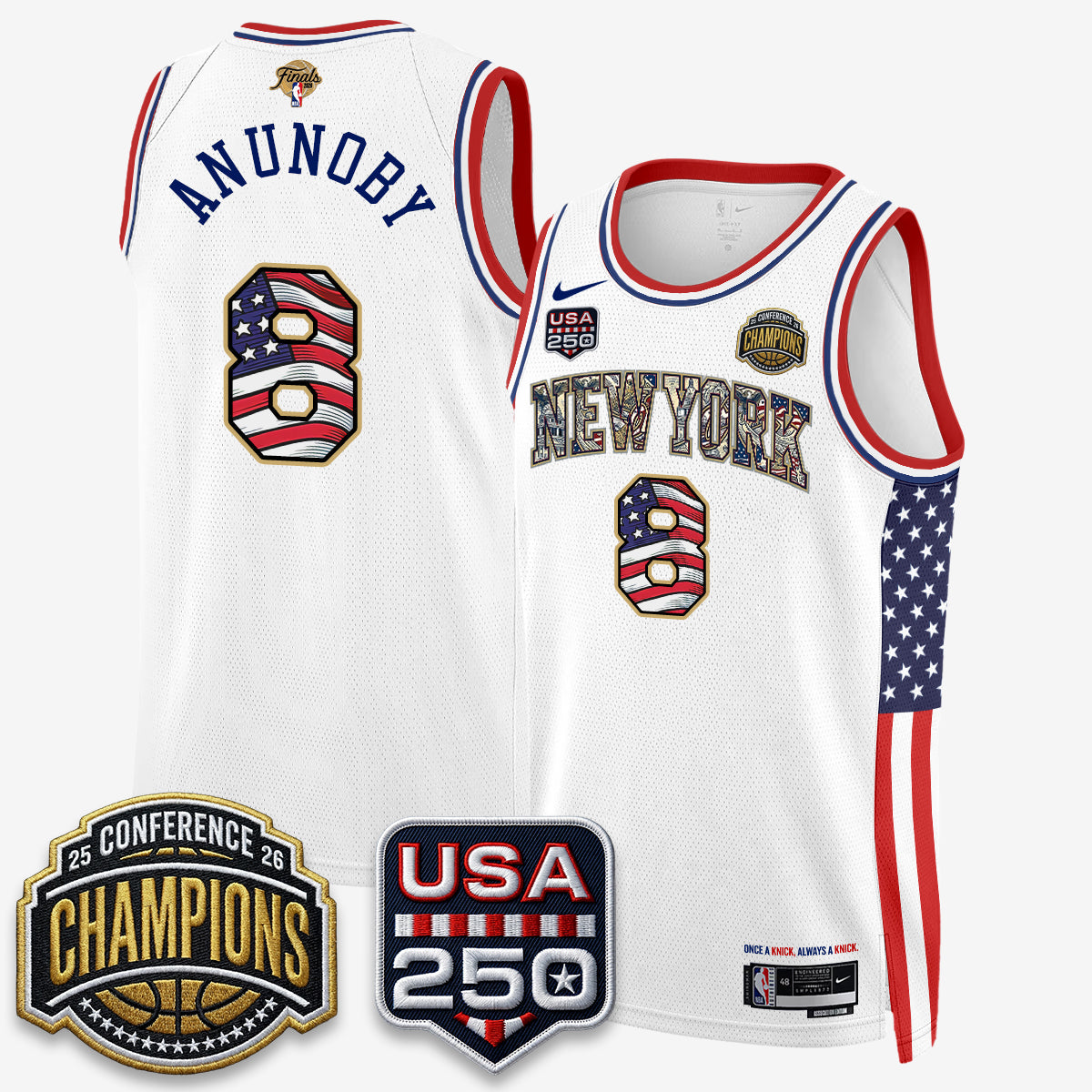 NYK 2026 NBA Eastern Conference Champions x Fourth of July Vapor Jersey - Stitched-NQD