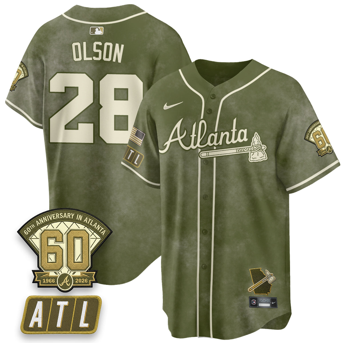 ATL New Era Olive 2026 Armed Forces Day Vapor Limited Jersey - Stitched-NQD