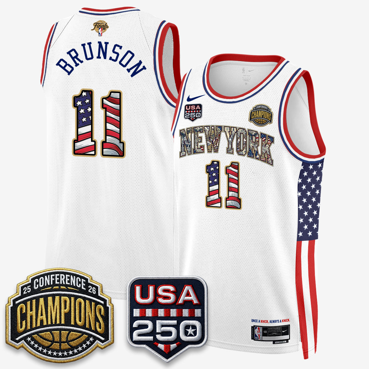 NYK 2026 NBA Eastern Conference Champions x Fourth of July Vapor Jersey - Stitched-NQD