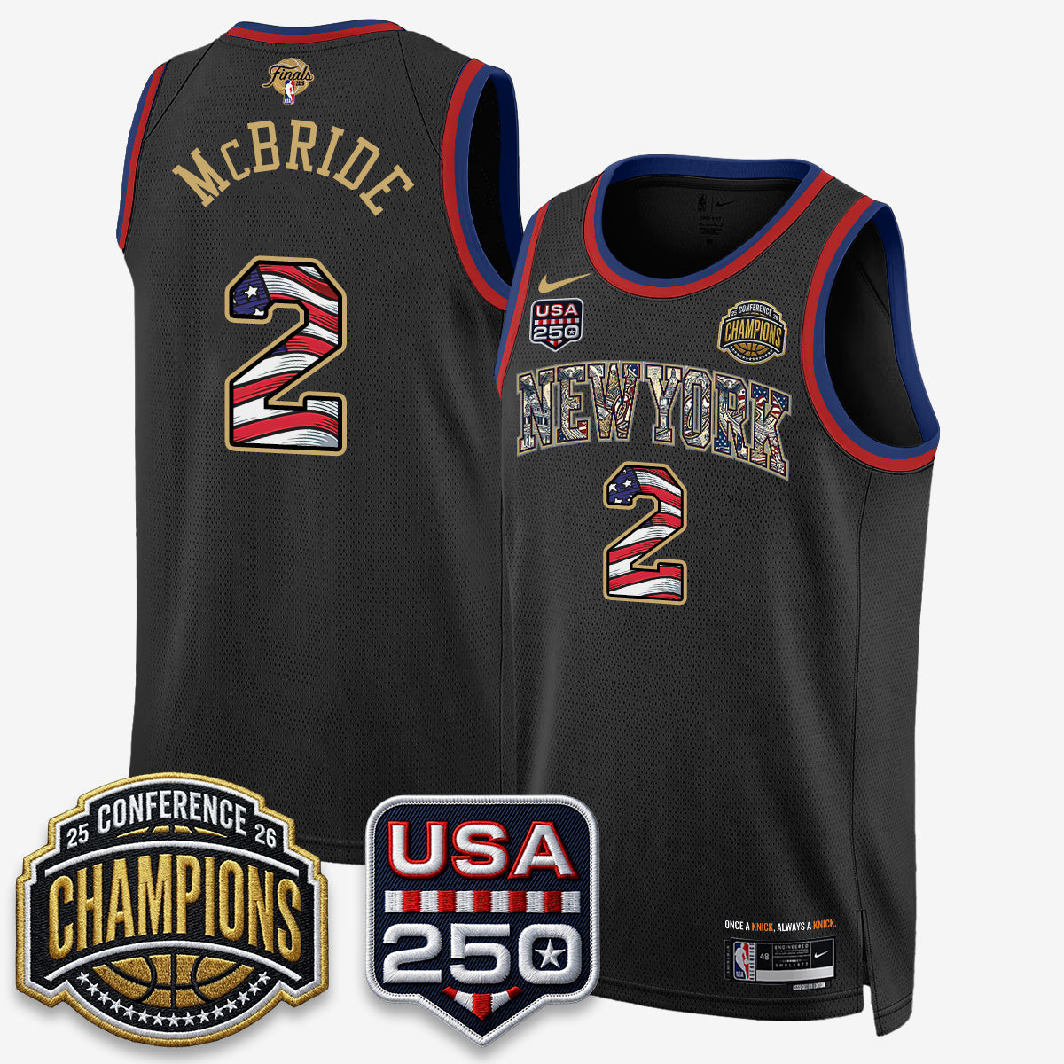 NYK 2026 NBA Eastern Conference Champions x Fourth of July Vapor Jersey - Stitched-NQD