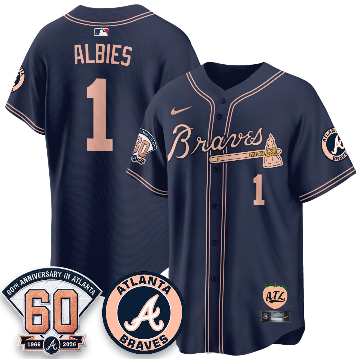 ATL 60th Anniversary Peach Edition Vapor Premier Limited Jersey - All Stitched-DMQ