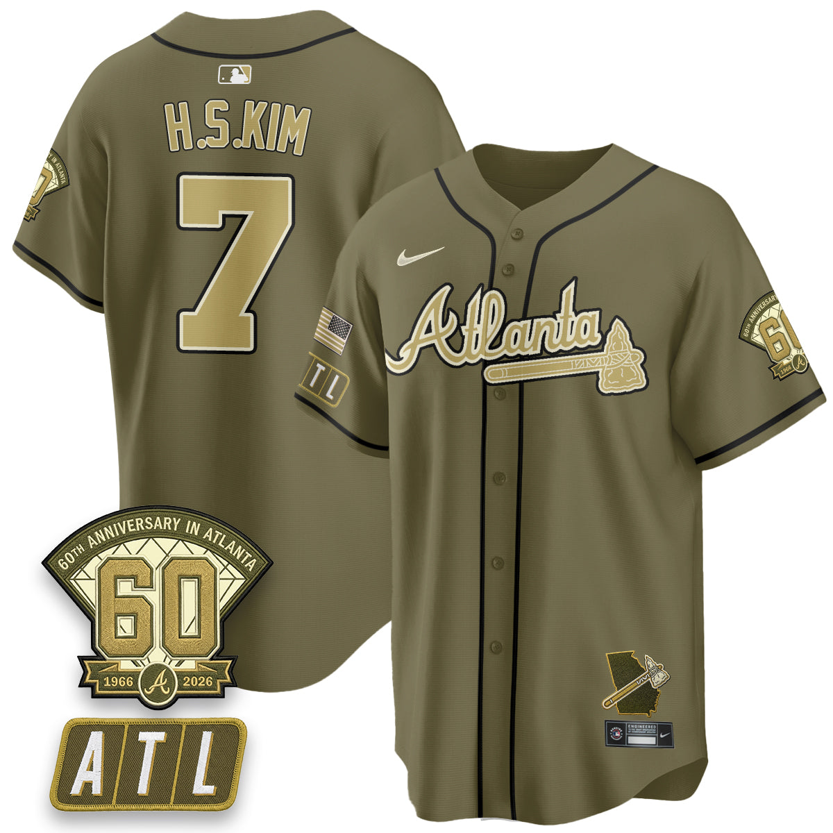 ATL New Era Olive 2026 Armed Forces Day Vapor Limited Jersey - Stitched-NQD