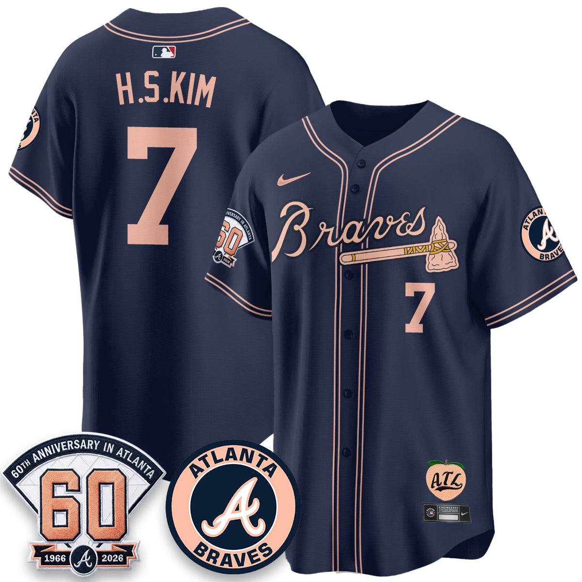 ATL 60th Anniversary Peach Edition Vapor Premier Limited Jersey - All Stitched-DMQ