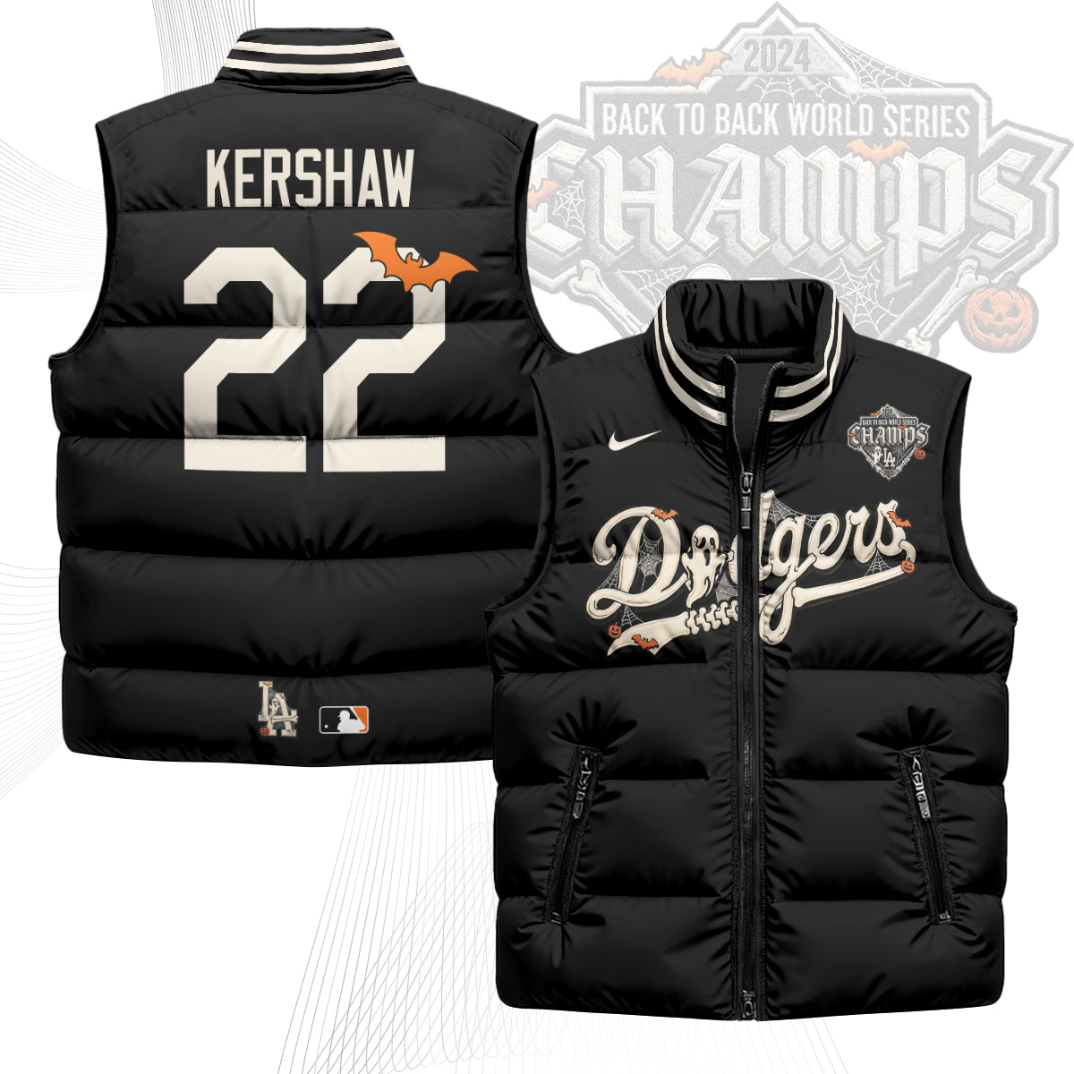 Los Angeles Dodgers Halloween 2026 Unisex Puffer Vest - Printed-NQD