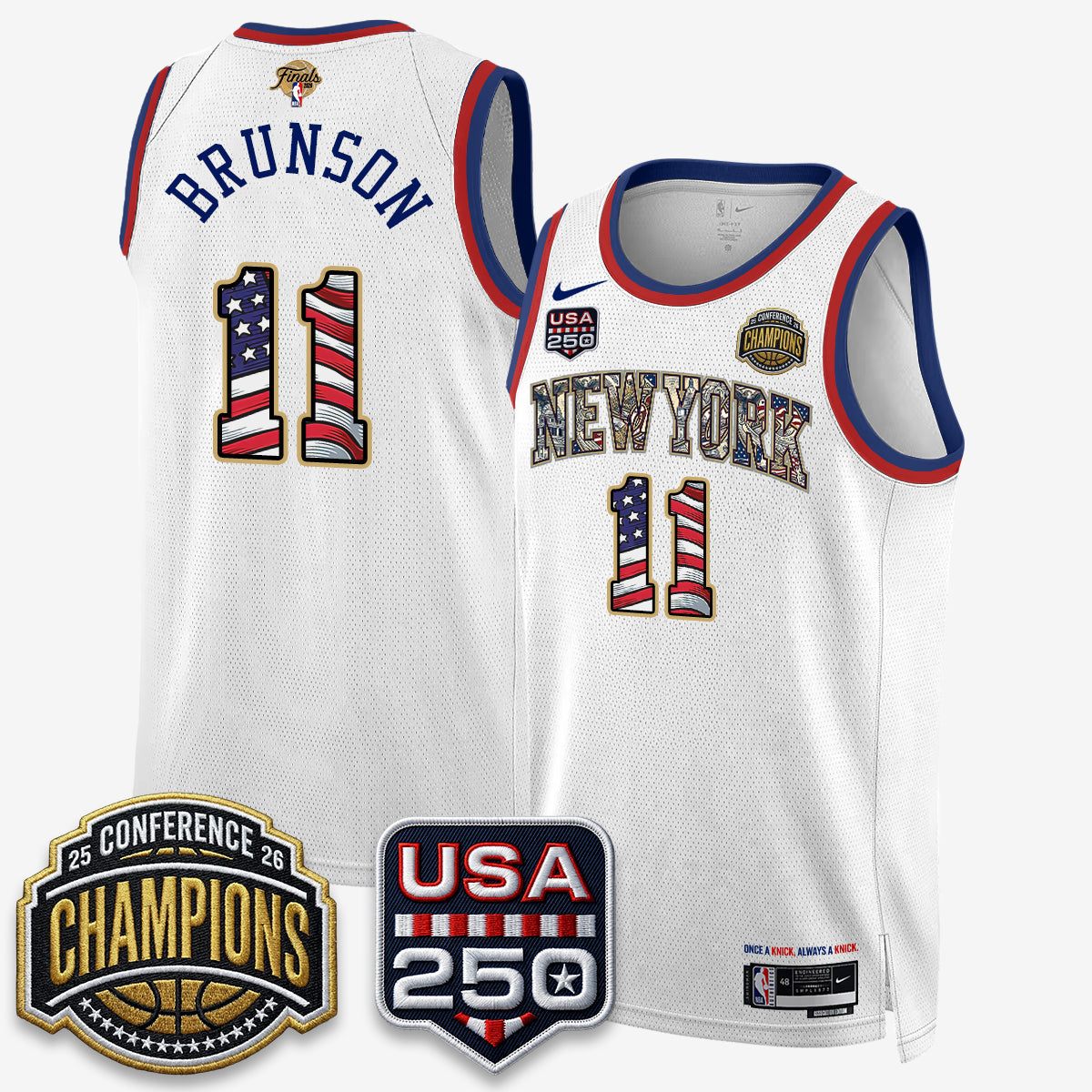 NYK 2026 NBA Eastern Conference Champions x Fourth of July Vapor Jersey - Stitched-NQD