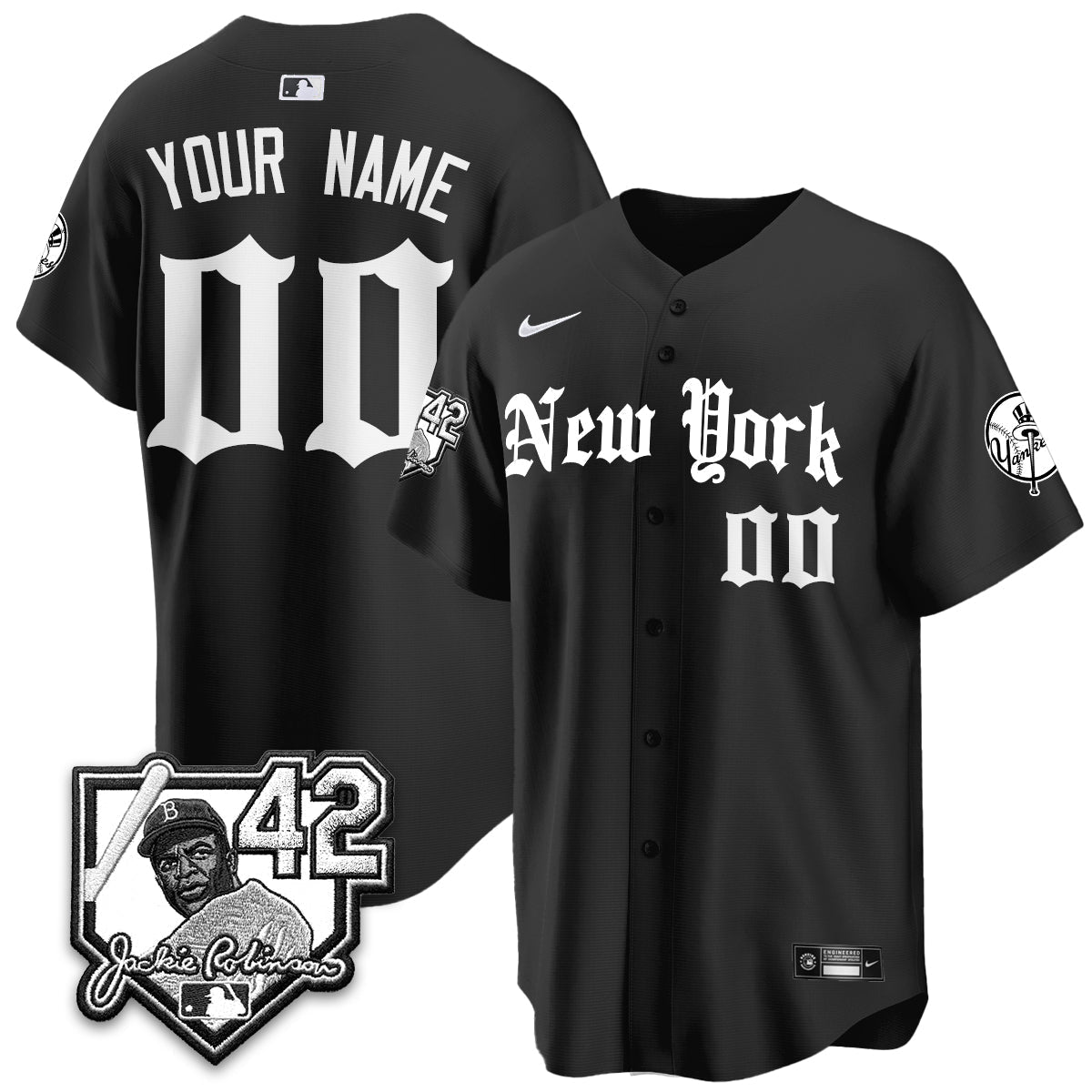 NYY 2026 Jackie Robinson Day Gothic Vapor Custom Limited Jersey - Stitched-NQD