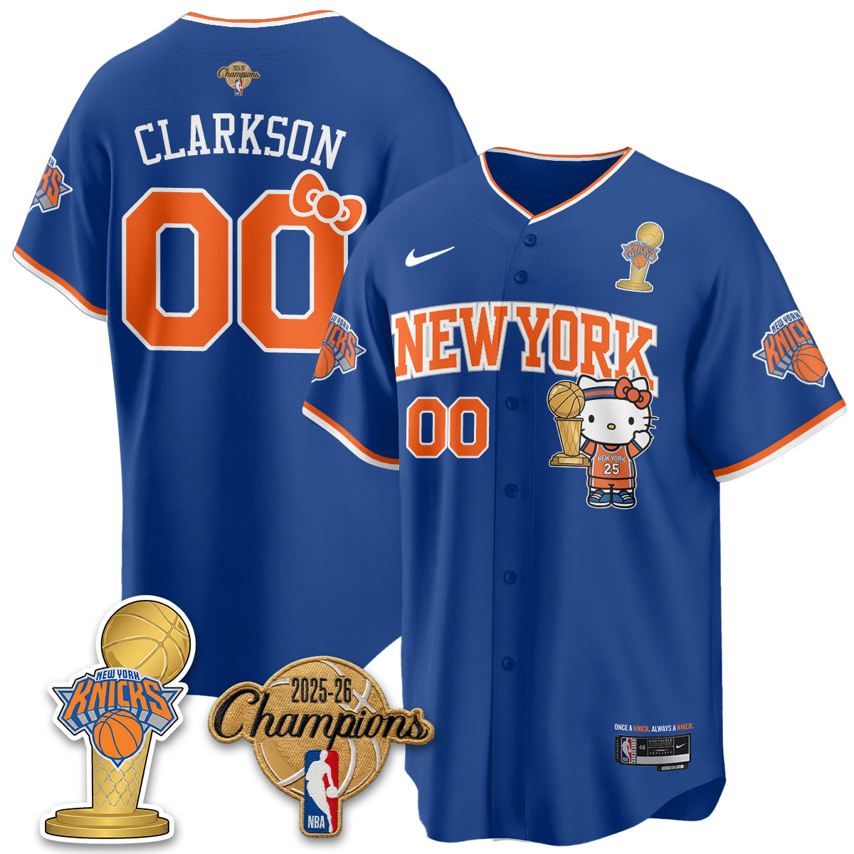 New York Knicks 2026 NBA Champions x Meow Kitty Vapor Jersey - Stitched