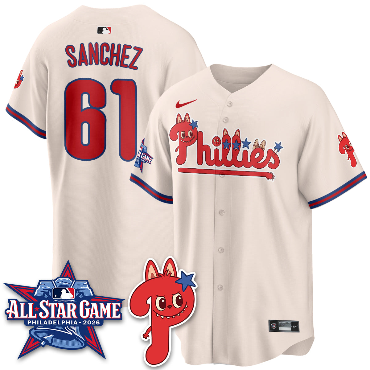 Philadelphia Phillies Fanged Rabbit Doll  Vapor Limited Jersey - Stitched