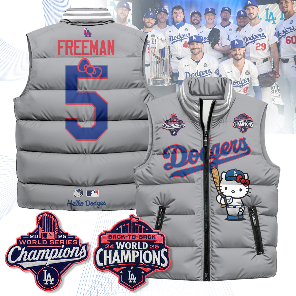 Los Angeles Dodgers Meow KT Edition Unisex Puffer Vest - Printed-NQD
