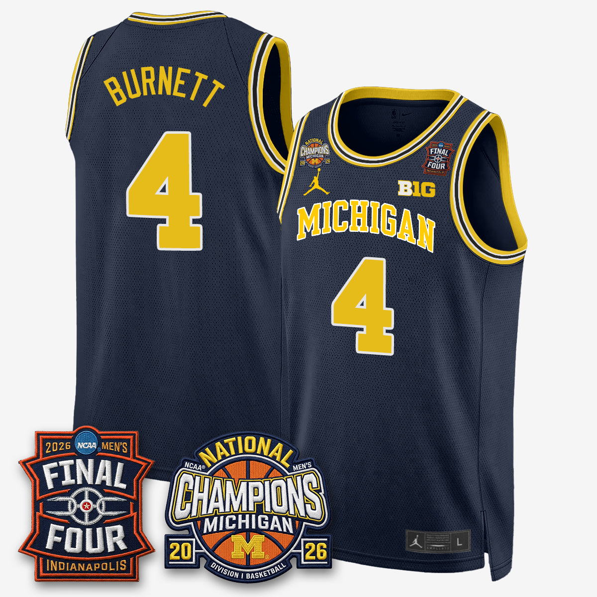 MICH Basketball National Champions Big Text Limited Vapor Jersey - Stitched-NQD