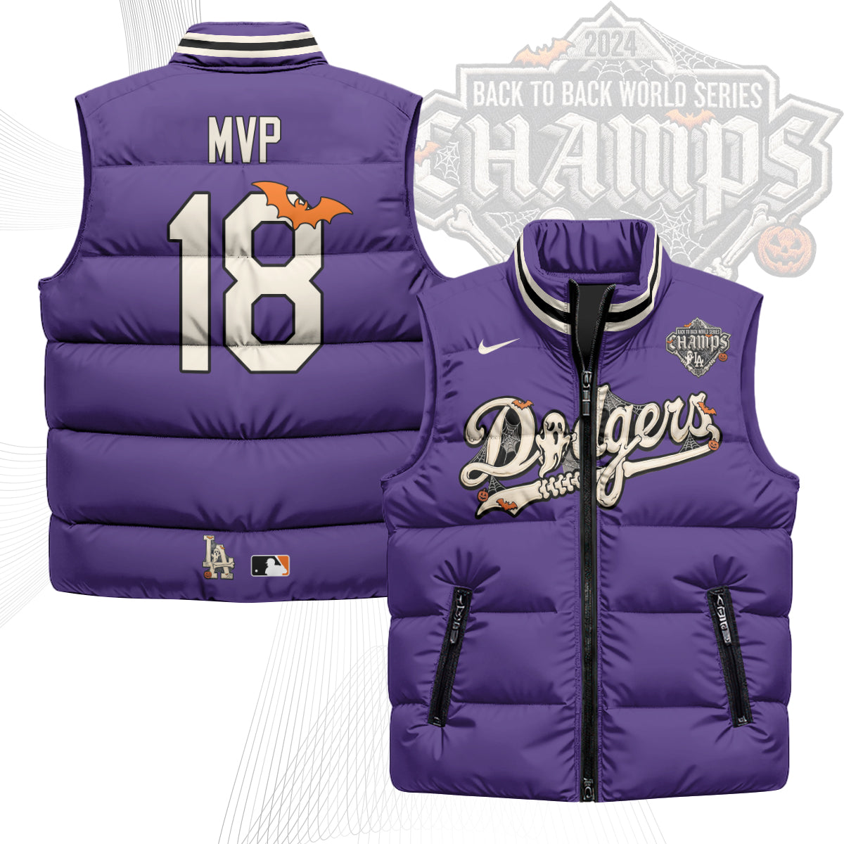 Los Angeles Dodgers Halloween 2026 Unisex Puffer Vest - Printed-NQD