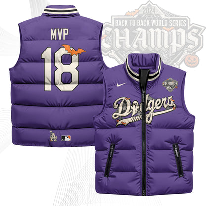 Los Angeles Dodgers Halloween 2026 Unisex Puffer Vest - Printed-NQD