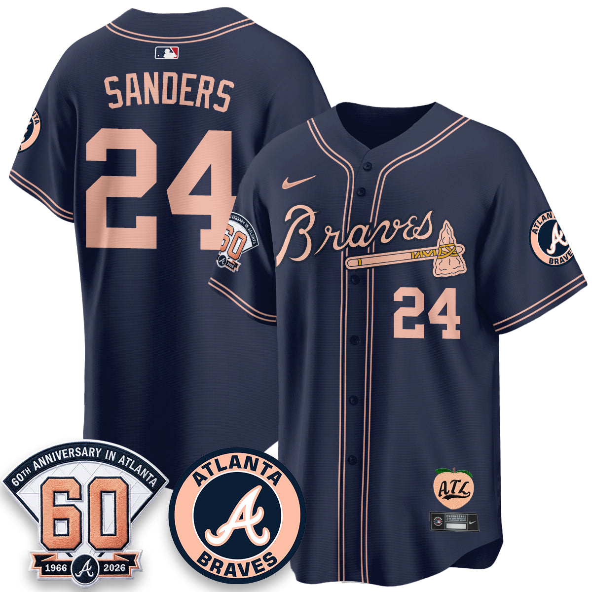ATL 60th Anniversary Peach Edition Vapor Premier Limited Jersey - All Stitched-DMQ