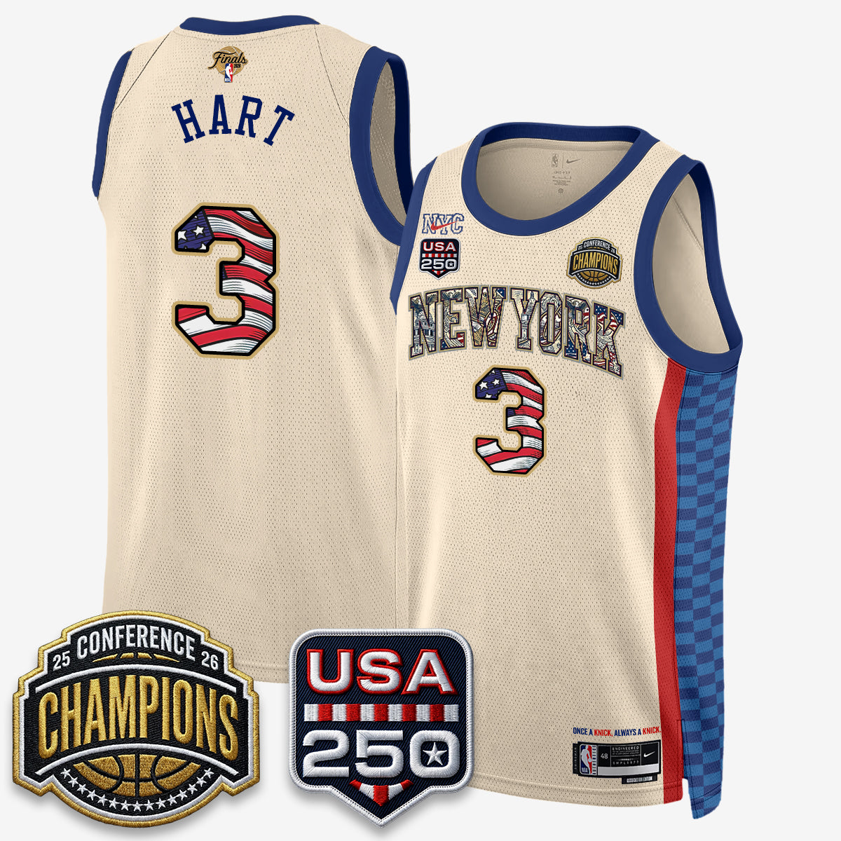 NYK 2026 NBA Eastern Conference Champions x Fourth of July Vapor Jersey - Stitched-NQD