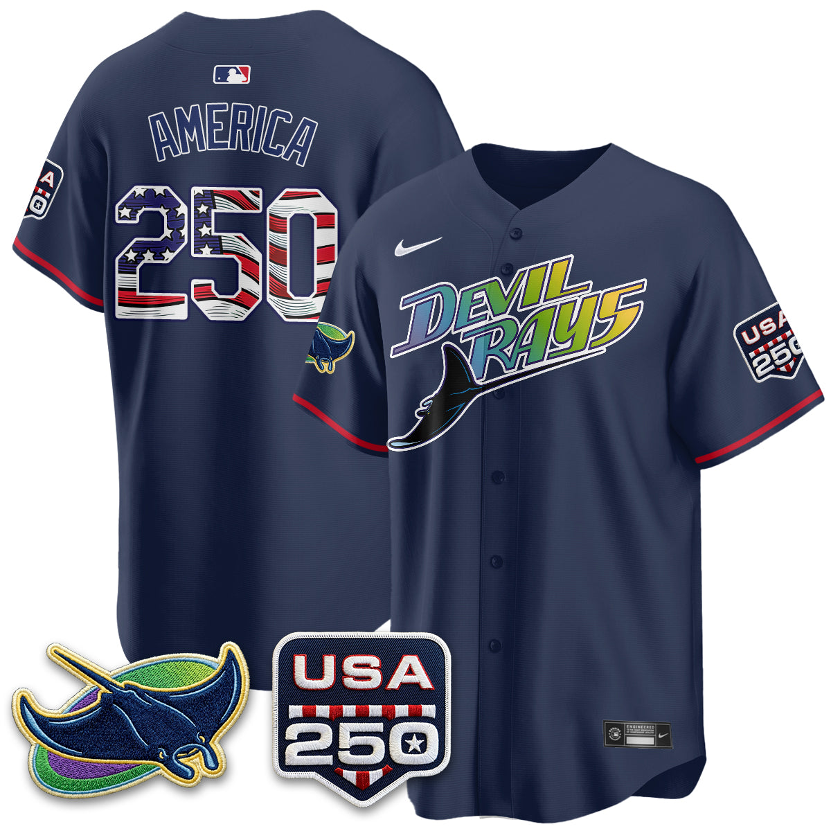 Tampa Bay Rays Independence Day USA 2026 City Connect Vapor Jersey - Stitched