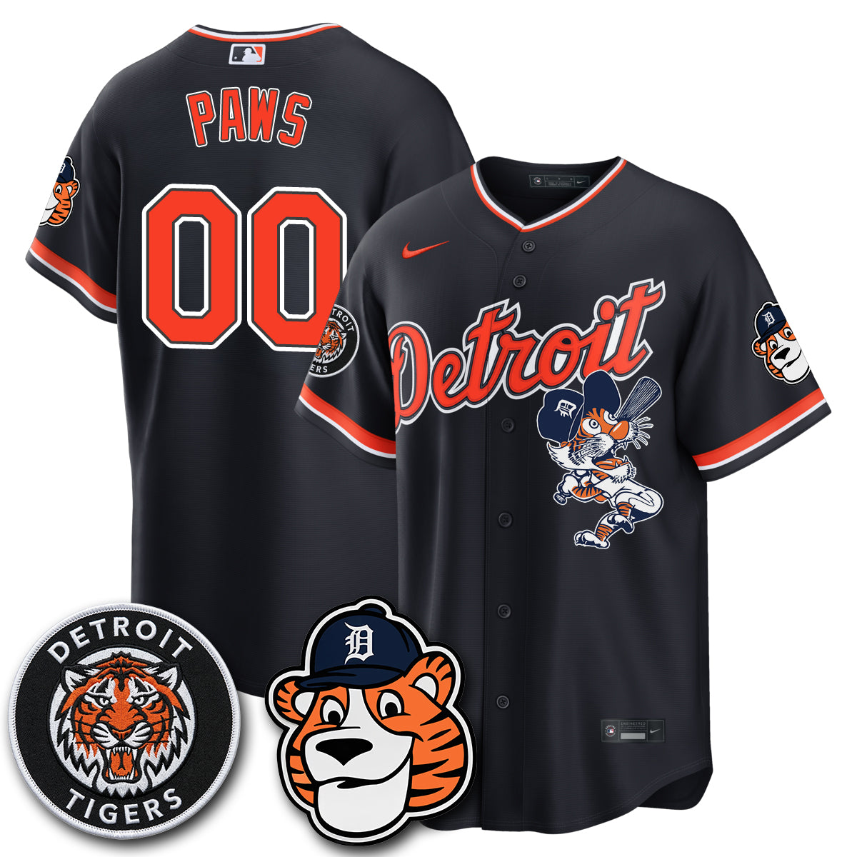 Detroit Tigers Paws Edition Vapor Limited Jersey - Stitched