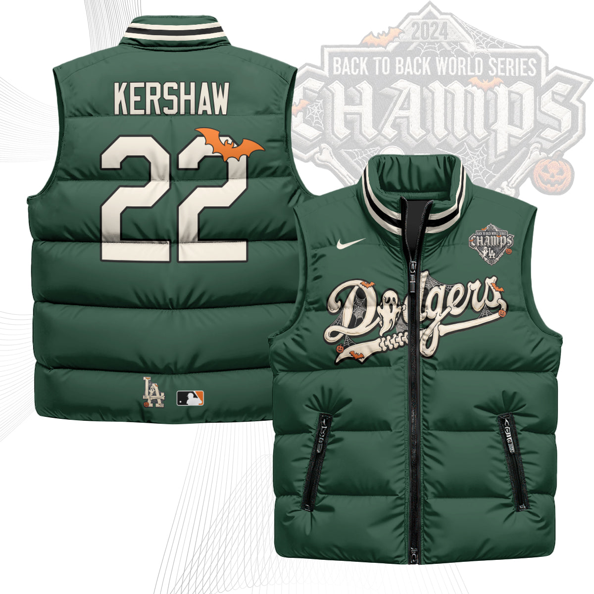 Los Angeles Dodgers Halloween 2026 Unisex Puffer Vest - Printed-NQD