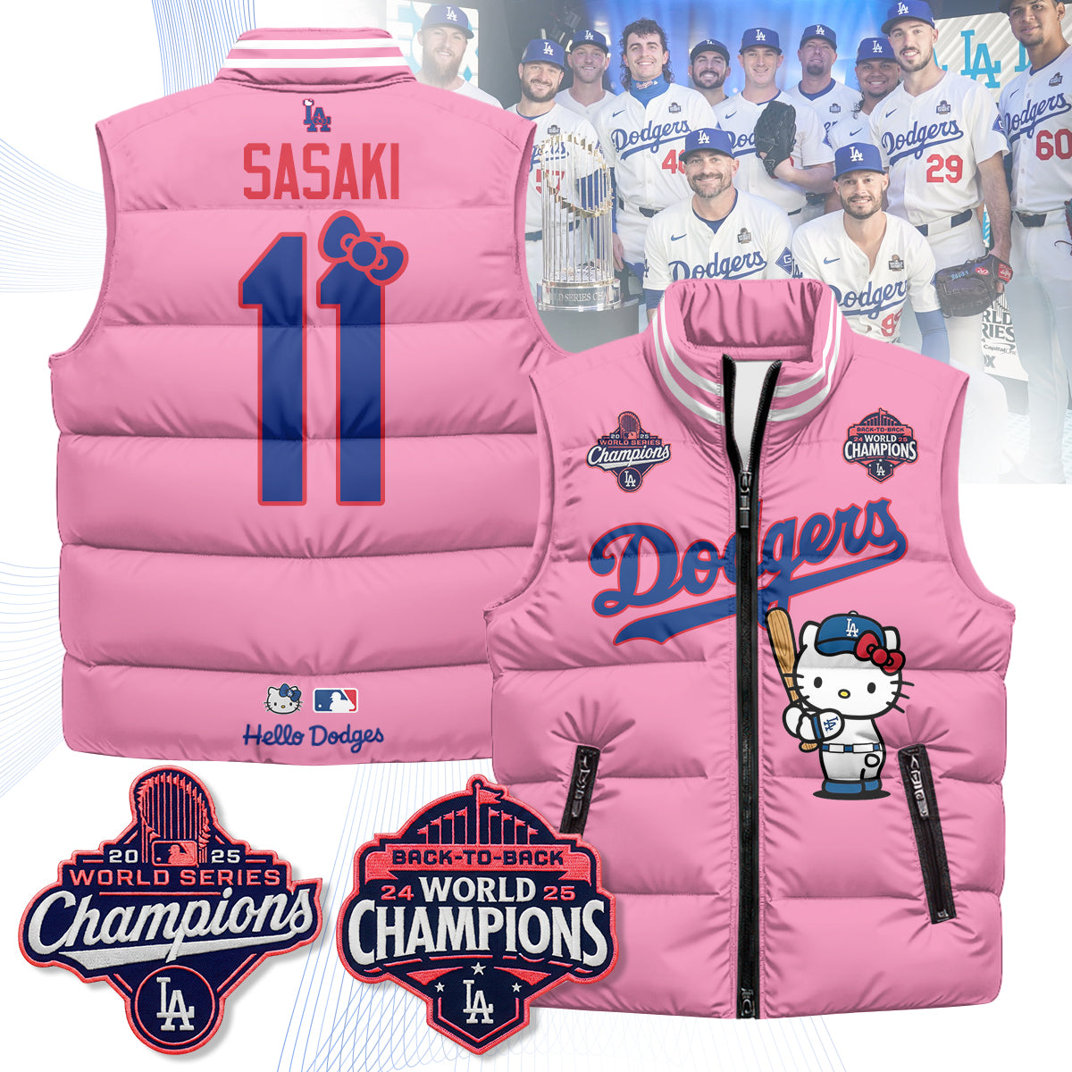 Los Angeles Dodgers Meow KT Edition Unisex Puffer Vest - Printed-NQD