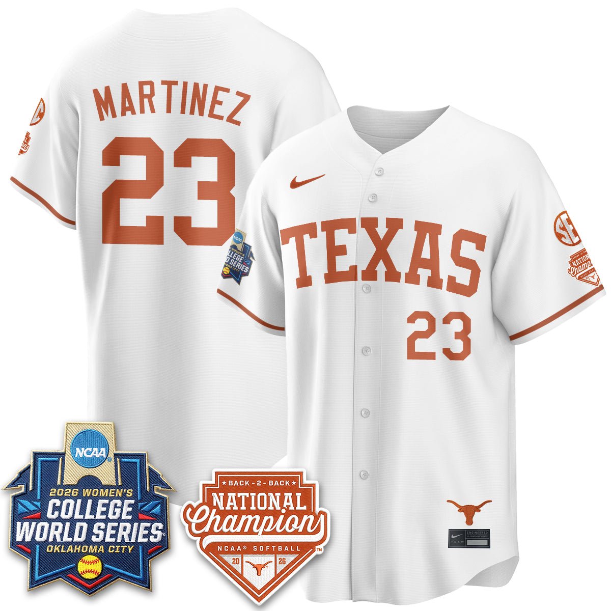 Texas Longhorns Softball 2026 World Series (WCWS) Vapor Premier Limited Jersey - B2B Champs - All Stitched