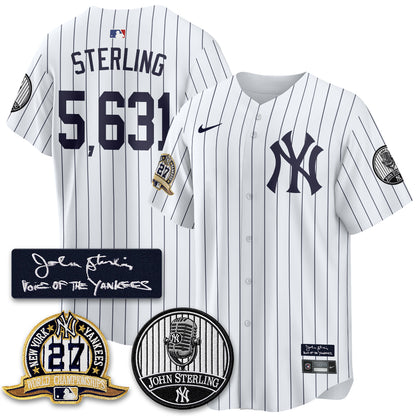 NYY John Sterling Tribute Patch Vapor Premier Limited Jersey - Stitched