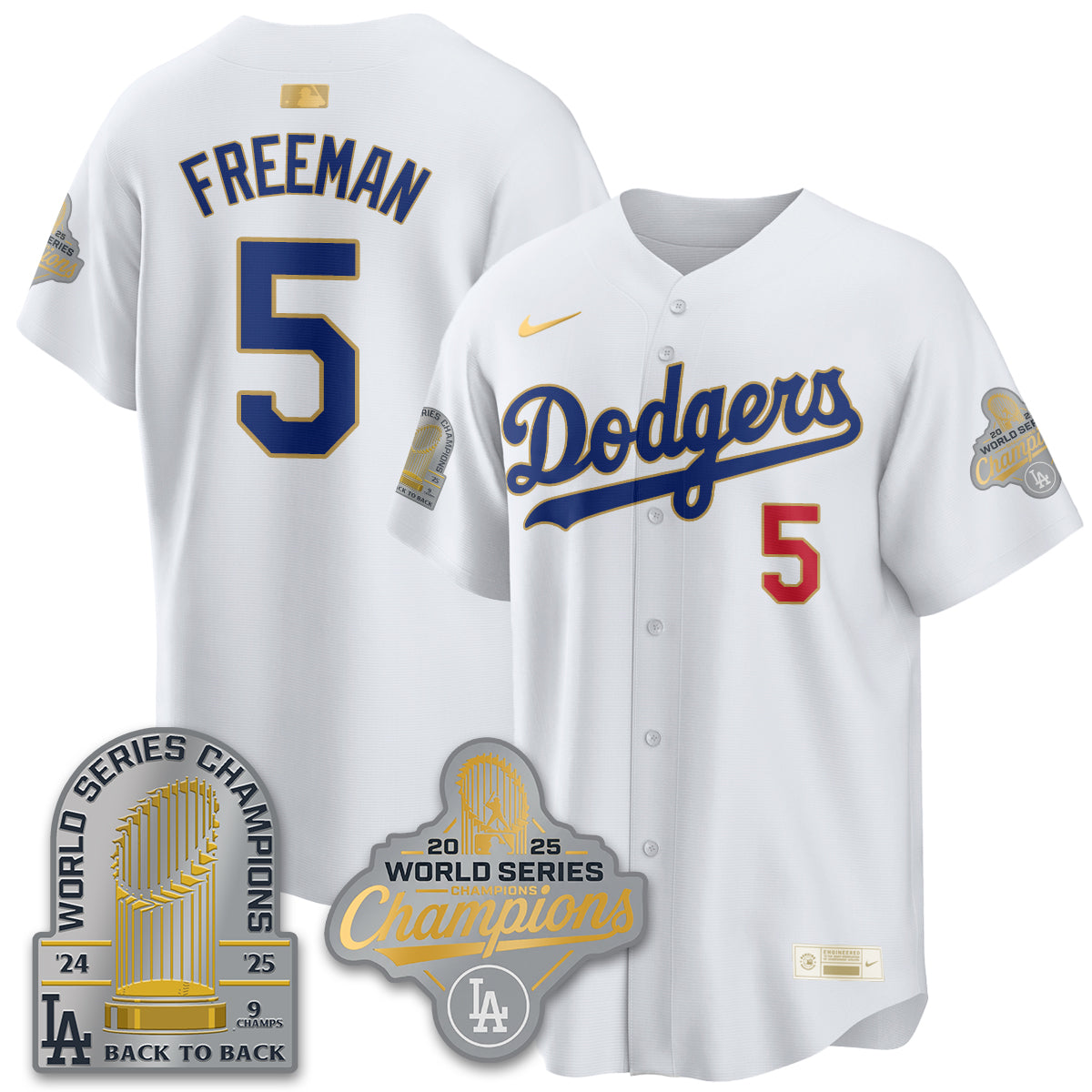 LAD Gold Collection Stadium Vapor Limited Jersey - 9x Champs - All Stitched