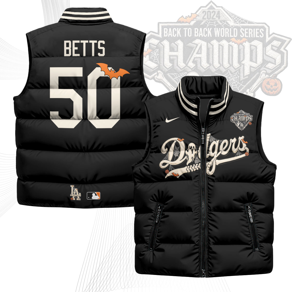 Los Angeles Dodgers Halloween 2026 Unisex Puffer Vest - Printed-NQD