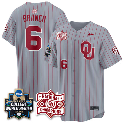 Oklahoma Sooners 2026 NCAA Baseball Men's College World Series Champions Vapor Jersey - Stitched