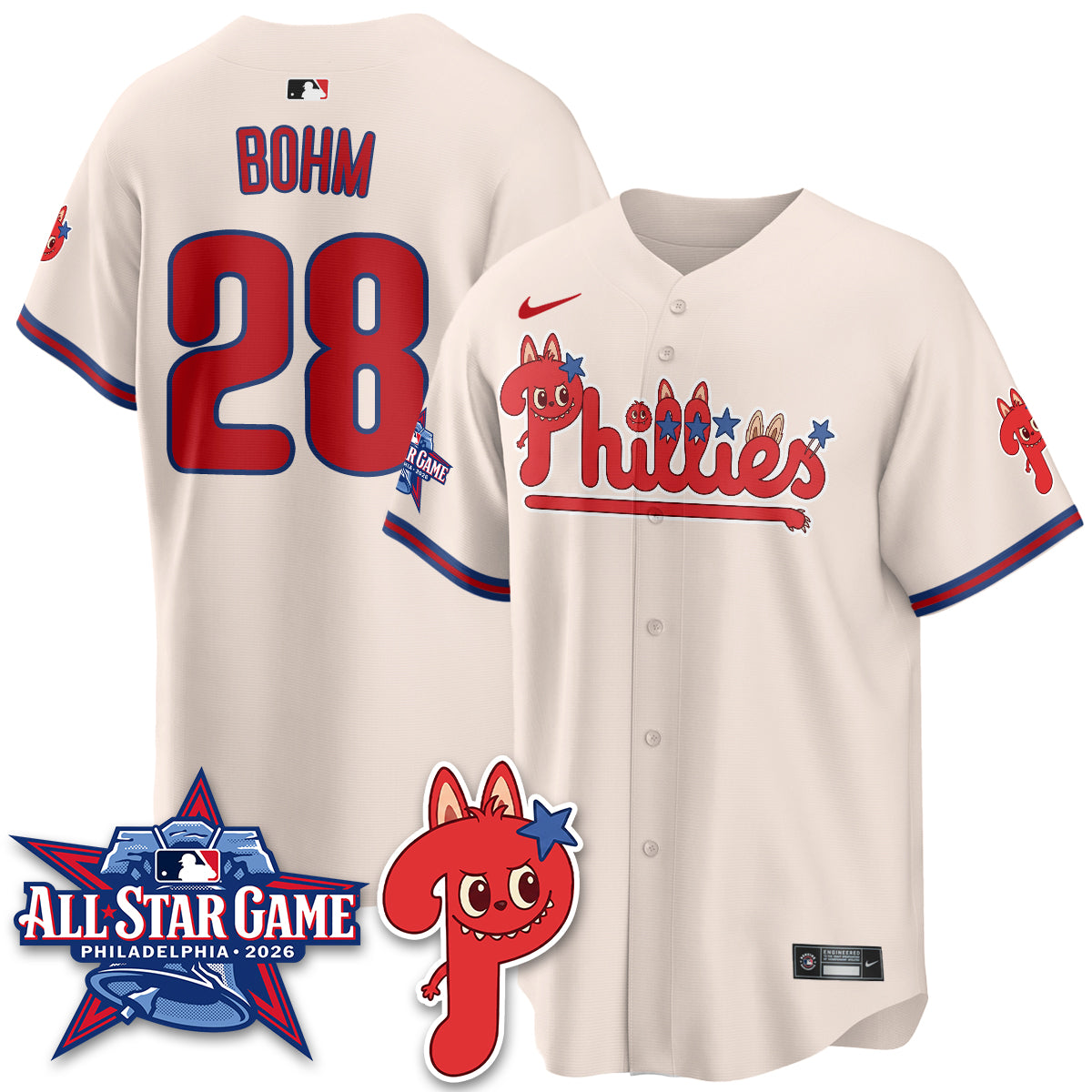Philadelphia Phillies Fanged Rabbit Doll  Vapor Limited Jersey - Stitched