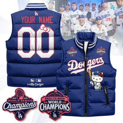 Los Angeles Dodgers Meow KT Edition Unisex Custom Puffer Vest - Printed-NQD