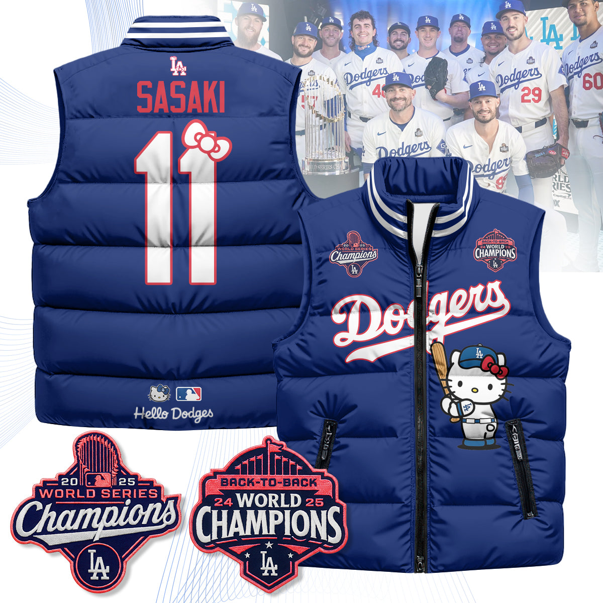 Los Angeles Dodgers Meow KT Edition Unisex Puffer Vest - Printed-NQD