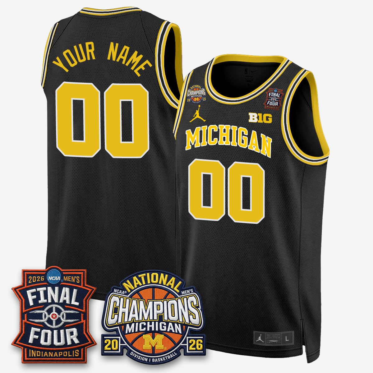 MICH Basketball National Champions Big Text Limited Vapor Custom Jersey - Stitched-NQD