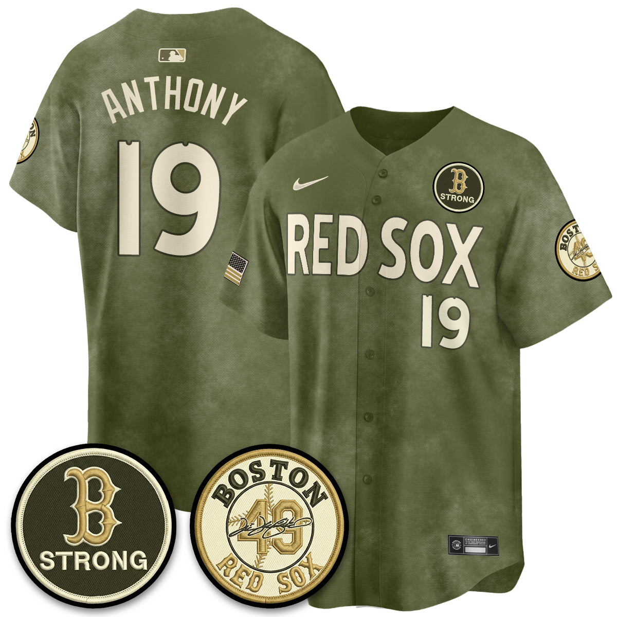 BOS New Era Olive 2026 Armed Forces Day Jersey - Stitched-NQD