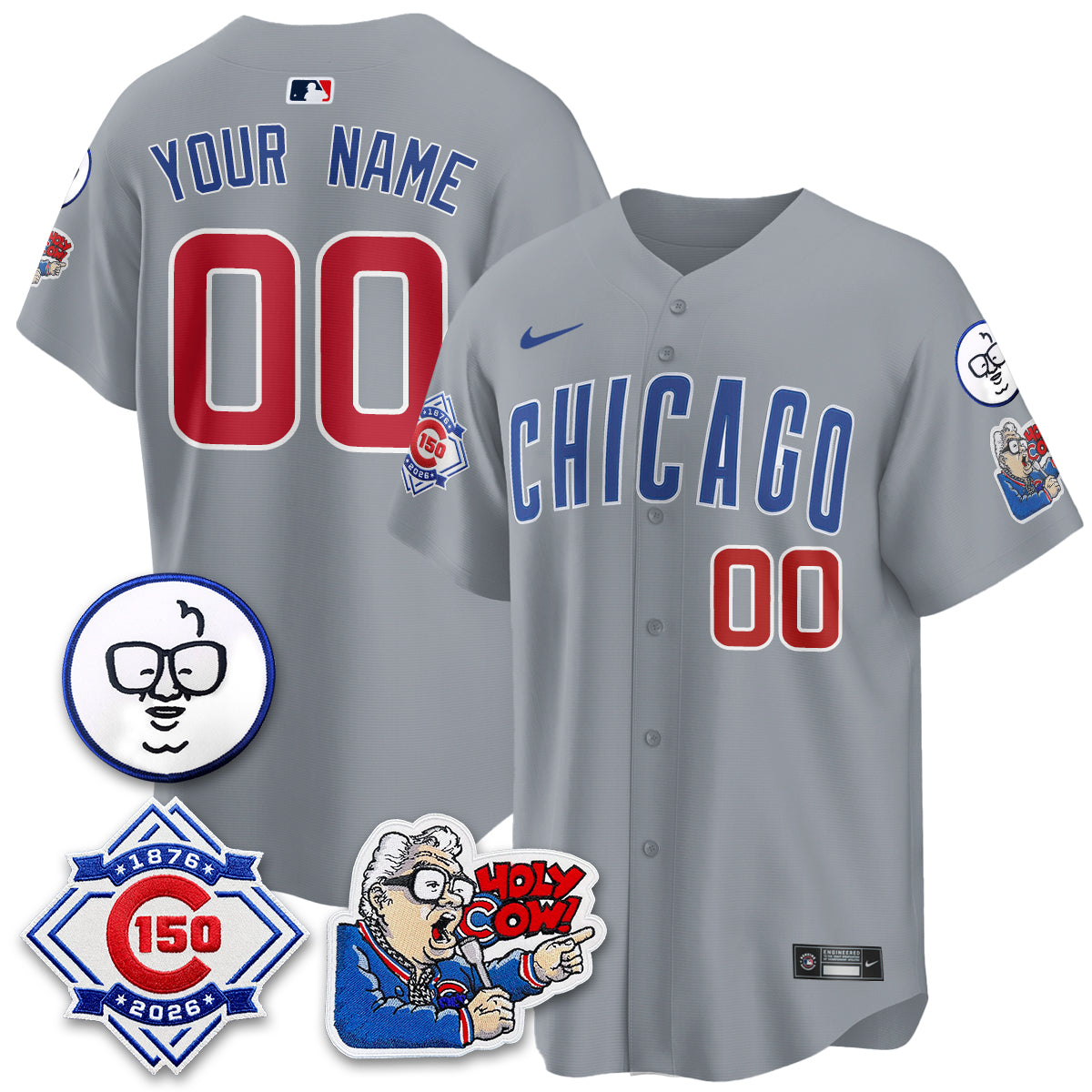 CHC 150th Anniversary Harry Caray Holy Cow Vapor Premier Limited Custom Jersey - All Stitched V2